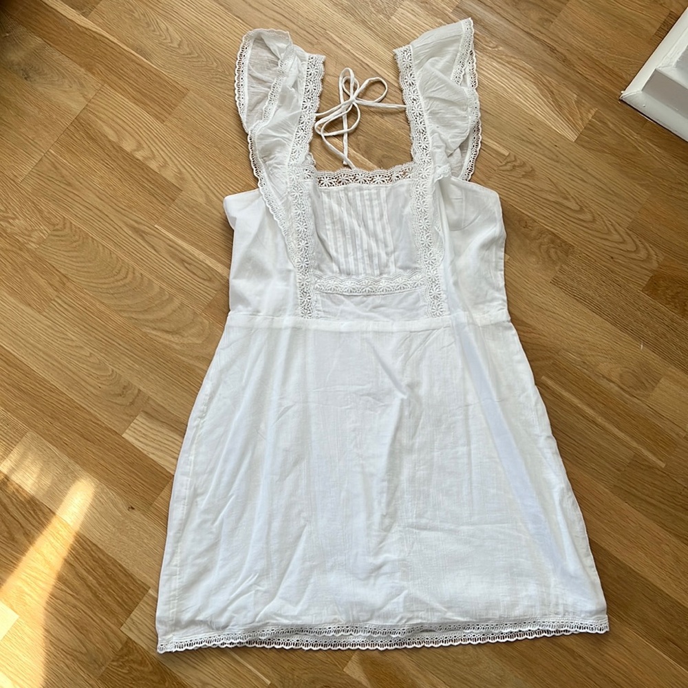 Abercrombie & Fitch White Cotton Lace Trim Sundress